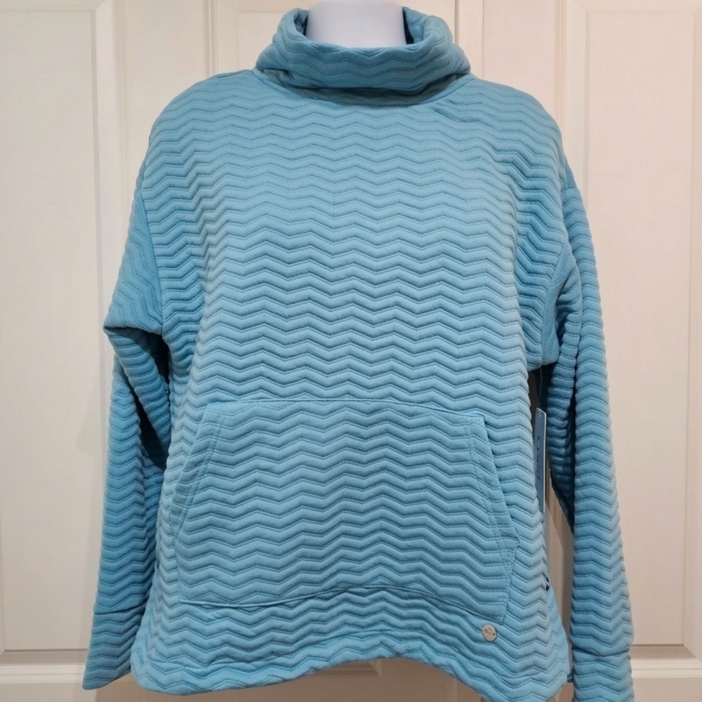 PLUS - Jones NY Sport Blue ZigZag Quilted Sweatshirt w/ Thumbholes - Picture 2 of 7